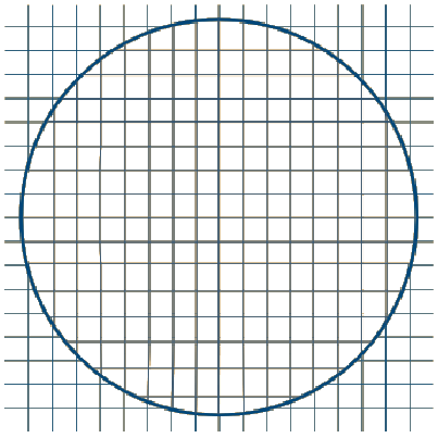 A square grid viewed through a MiYOSMART lens: the lines stay straight and evenly
                  spaced right across the lens